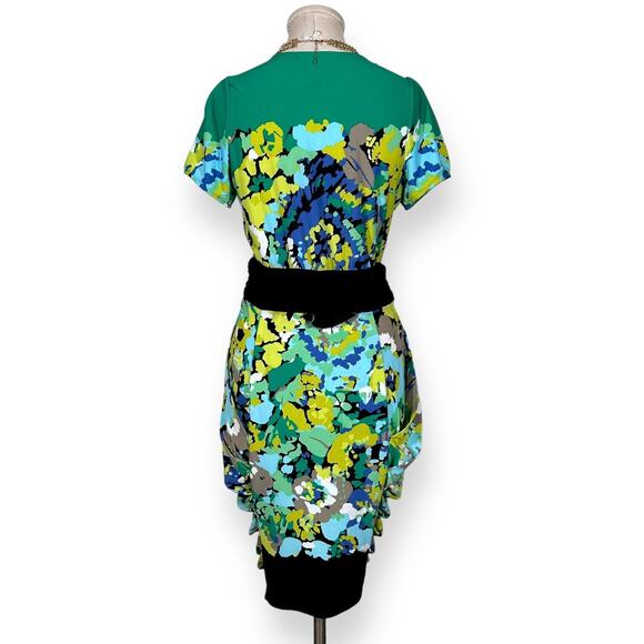 BCBGMAXAZRIA Emerald Tulip Dress Tie Waist Sheath Cocktail Green Chic Sexy Small - Picture 3 of 11